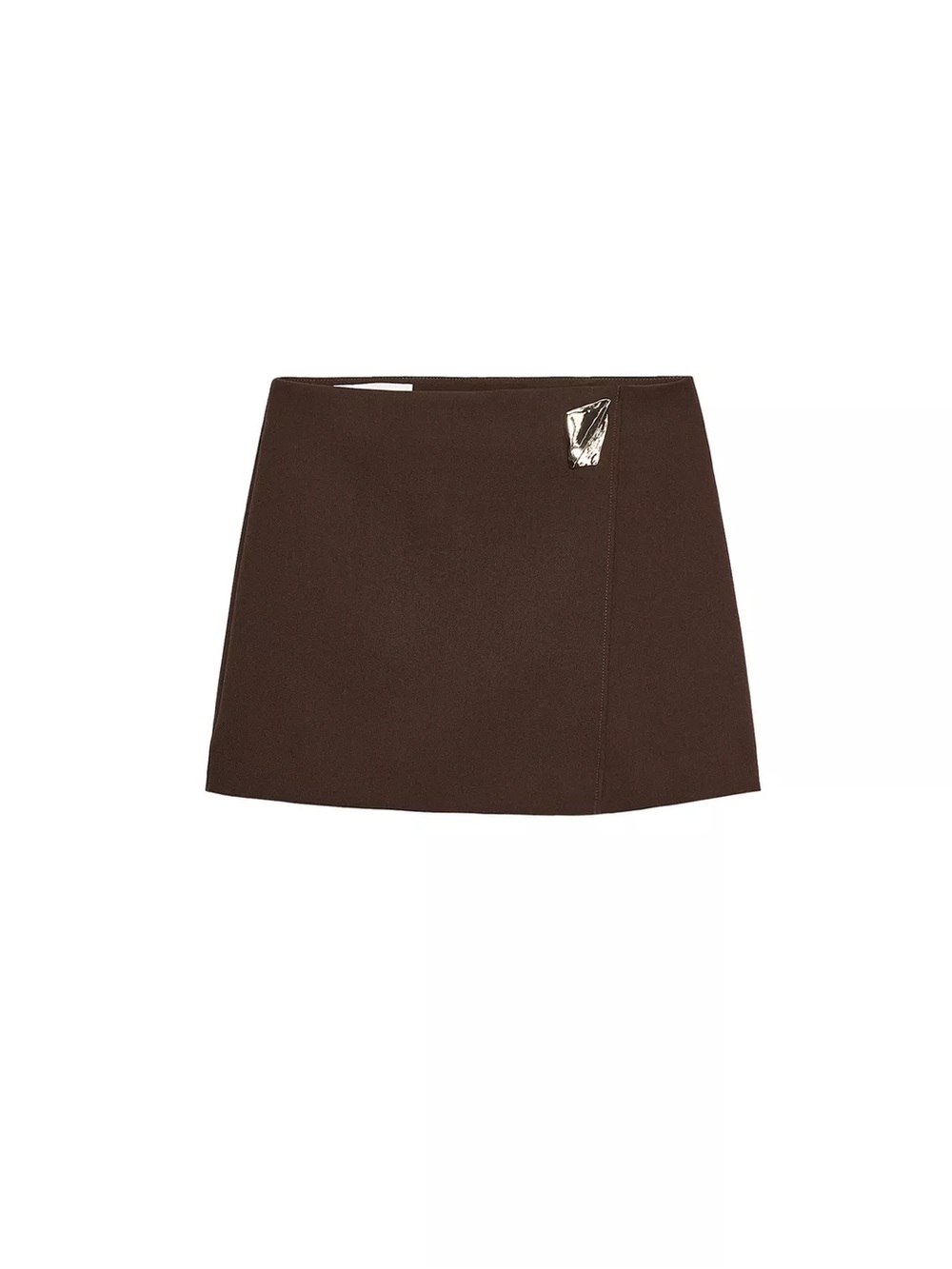 NWT Zara Sleek Brown Mini Skort with Metallic Accent